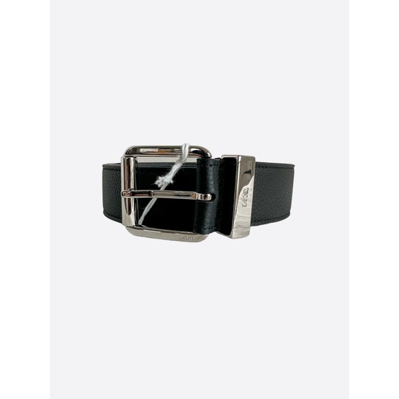 Dior Black Leather Silver Buckle Belt - Picture 1 of 5